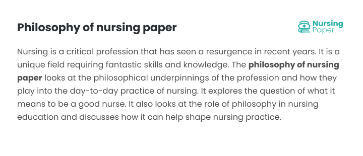 nursing philosophy paper nursing philosophy paper