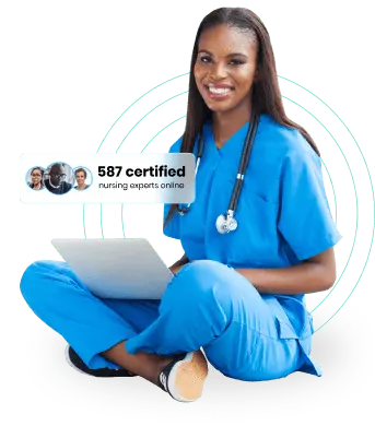 a woman sitting with a laptop