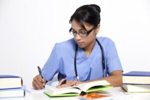 Nurse studying