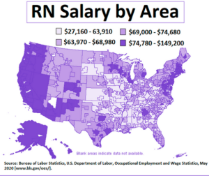 RN nurse salary by area